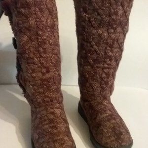 Muk Luks Women's Knitted Boots Burgundy "Felicity" Size 8
